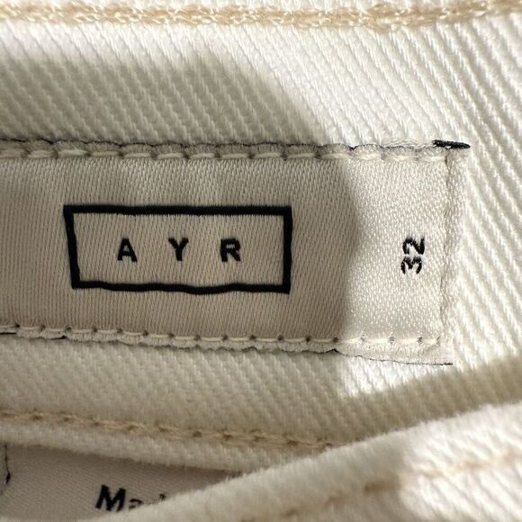 AYR Jeans Womens 32 White The Easy Easy Made in USA Stretch Denim Crop Straight - Picture 8 of 11